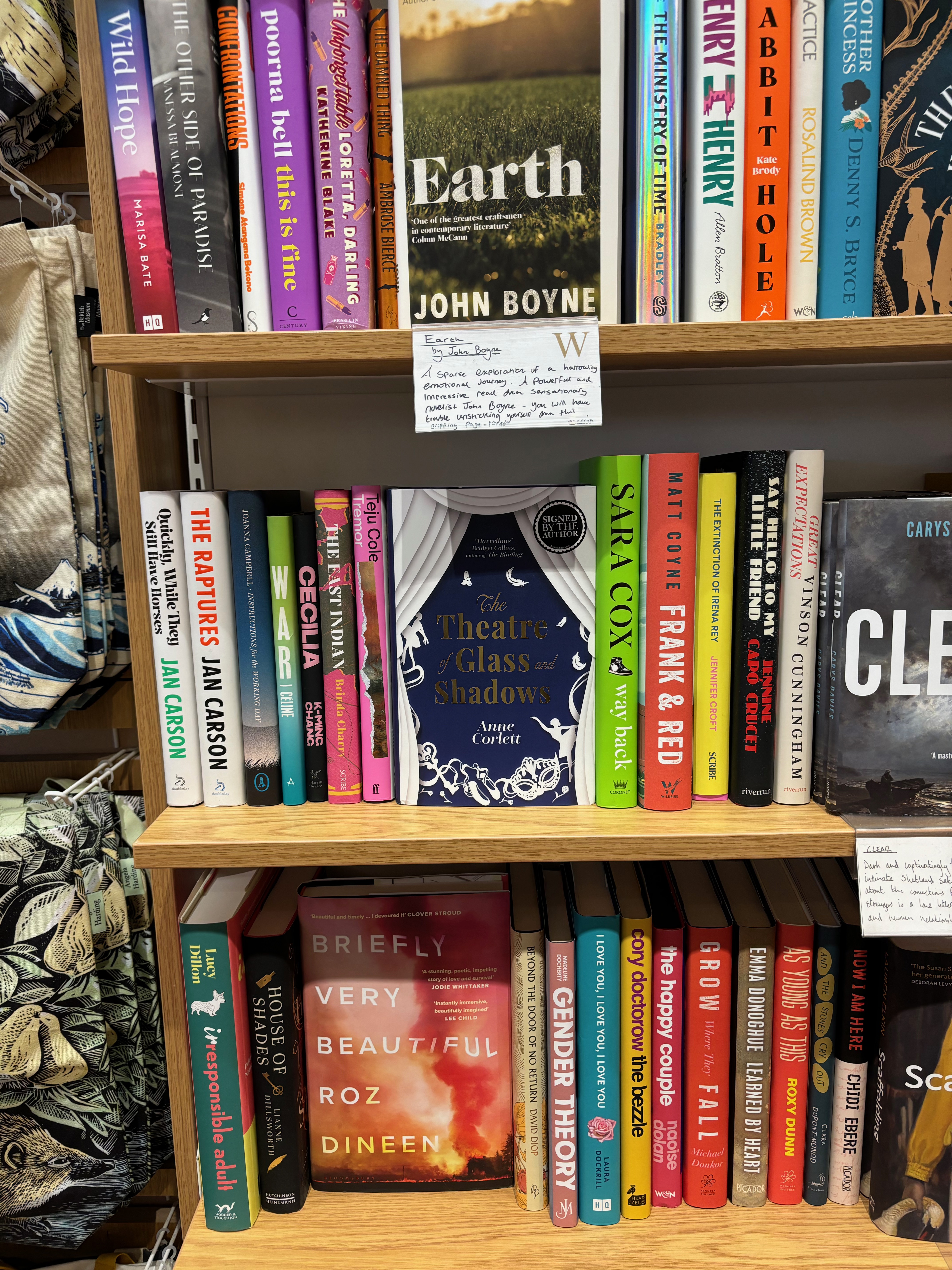 Bookshop sightings of The Theatre of Glass and Shadows